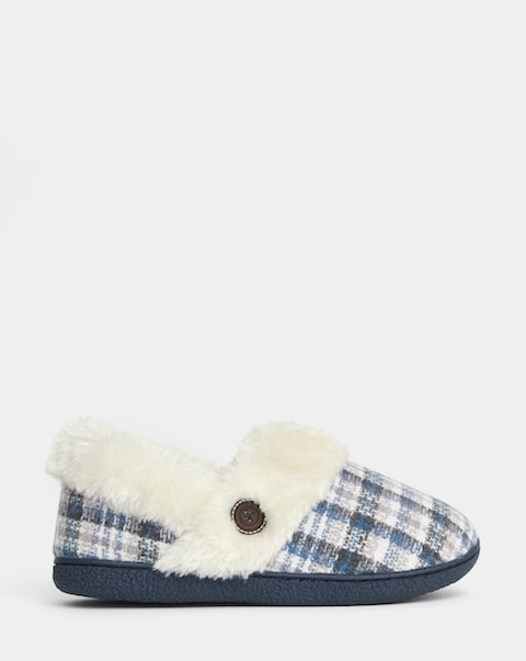 Cushion Walk Checkered Cosy Full Slippers - Wide Fit (E)