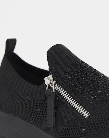 Cushion Walk Sparkle Fly Knit Side Zip Trainers - Extra Wide Fit (EEE)