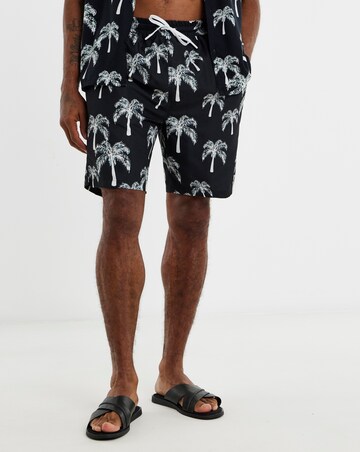 Mono Palm Print Co-Ord Swim Shorts