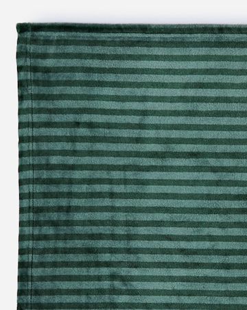 Printed Stripe Fleece Throw - Forest Green