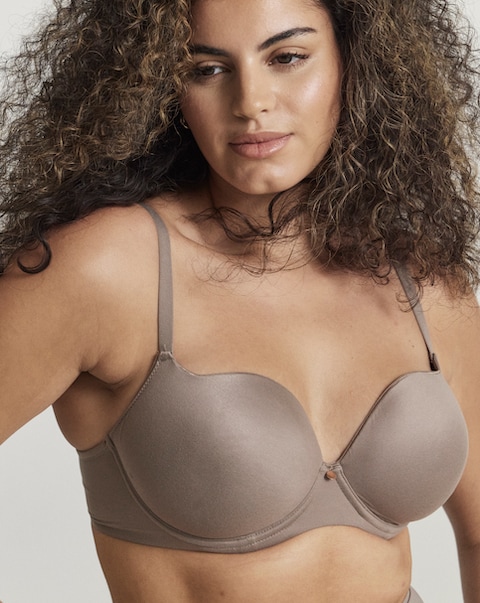 Figleaves Smoothing Sweetheart Full Cup Underwired T-Shirt Bra B-H - Mocha
