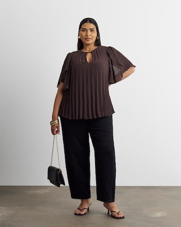 Joanna Hope Pleated Keyhole Blouse