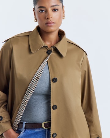 Neutral Check Print Reversible Mod Coat