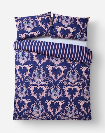 Peacock Heart Cotton Blend Reversible Duvet Cover Set