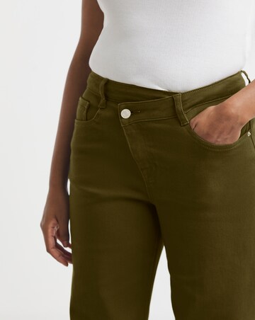 Olive Crossover Straight Leg Jeans