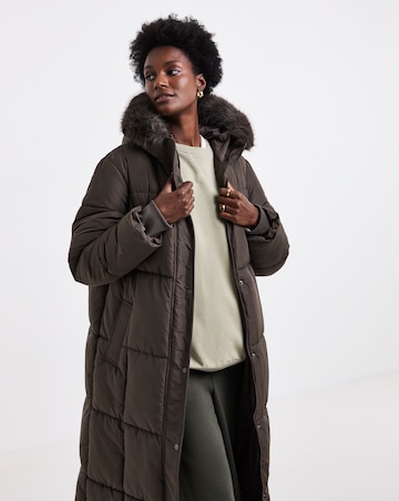 Chocolate Longline Padded Coat
