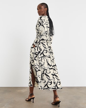 Joanna Hope Ivory Print Tie Waist Shirt Dress
