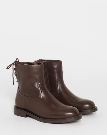 Jasmin Leather Flat Ankle Boots - Extra Wide Fit (EEE)