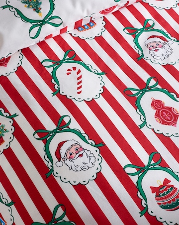 Catherine Lansfield Christmas Vintage Stripe Duvet Cover Set