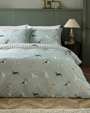 Catherine Lansfield Dog Stripe Duvet Cover Set