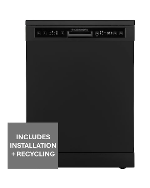 Russell Hobbs RH60DW00D2B 14 Place Settings Full Size Dishwasher Black + Install