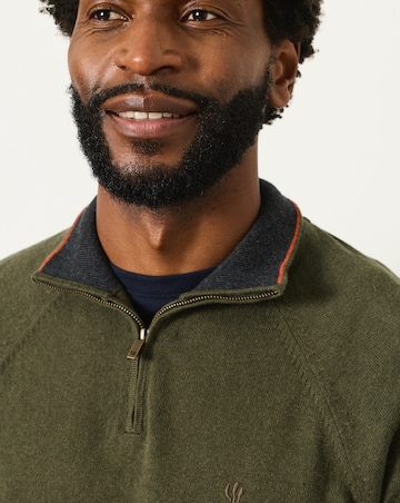 FatFace Rye Half Neck - Khaki Green