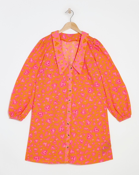 Mixed Animal Print Button Through Shirt Dress