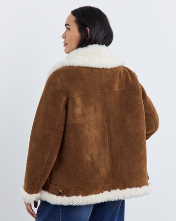 Simply Be Suedette Shawl Collar Aviator