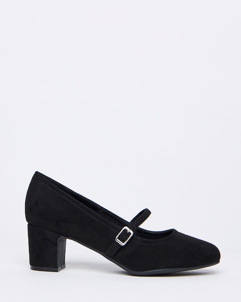 Lorraine Low Block Heel Mary Janes - Wide Fit (E)