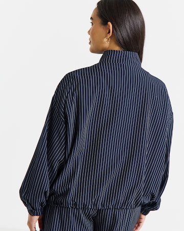 Simply Be Navy Stripe Full Zip Funnel Neck Top Co Ord