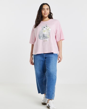 Simply Be Baby Pink Cutie Pie Graphic Oversized T-Shirt