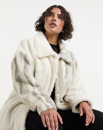 Native Youth Contrast Sherpa and Faux Fur Longline Coat