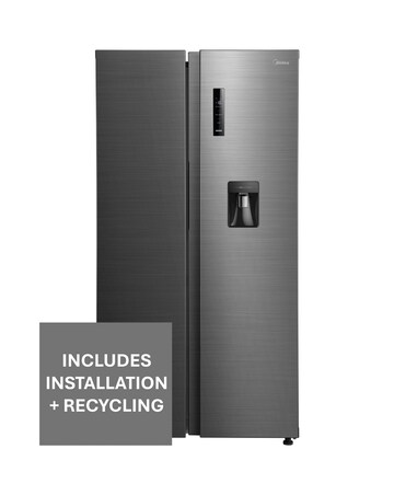 Midea Side-by-Side Fridge Freezer - Silver + Installation