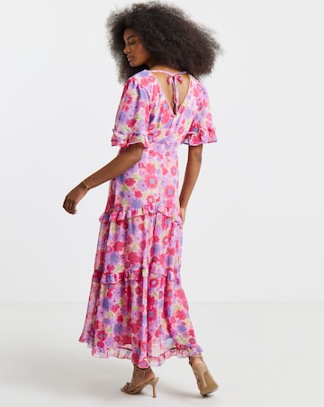 Simply Be Pink Floral Tiered Maxi Dress