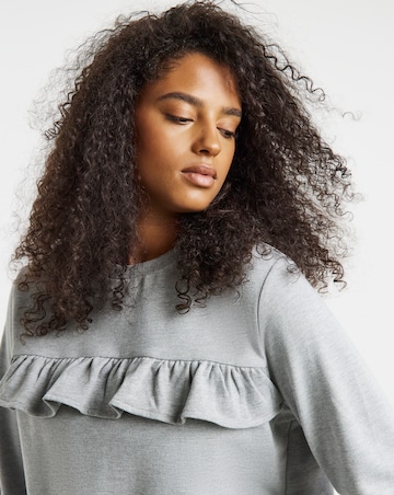 Grey Marl Frill Detail Sweatshirt