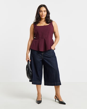 Simply Be Burgundy Corset Detail Top