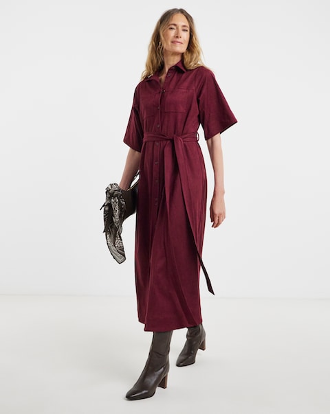 Suedette Midi Shirt Dress