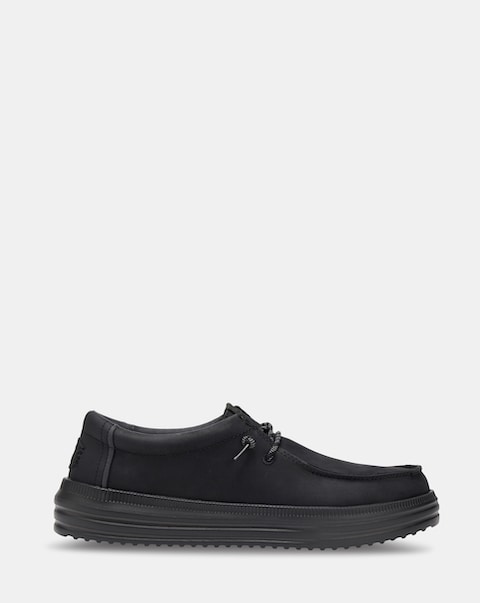 New In - HeyDude Rev Leather Slip On Shoe - Black
