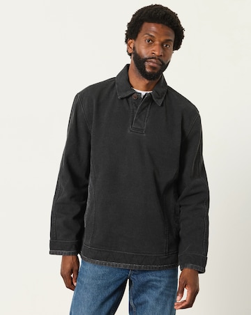 FatFace Airlie Button Neck Sweatshirt - Charcoal Grey