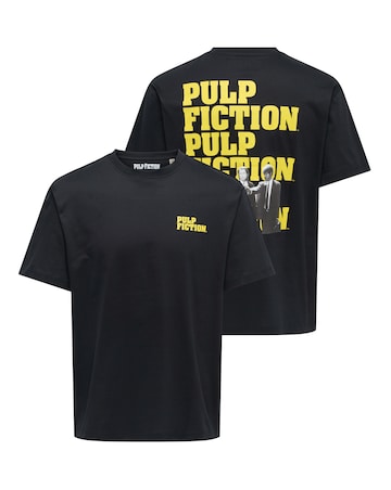 Only & Sons Pulp Fiction Back Print T-Shirt - Black
