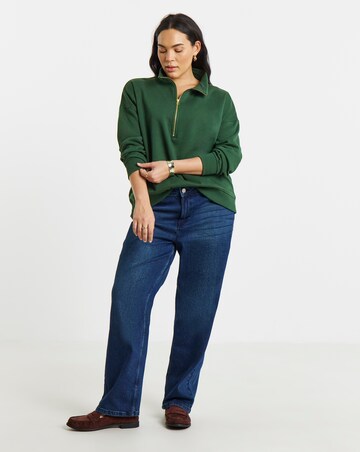 Simply Be Dark Green Zip Neck Sweatshirt
