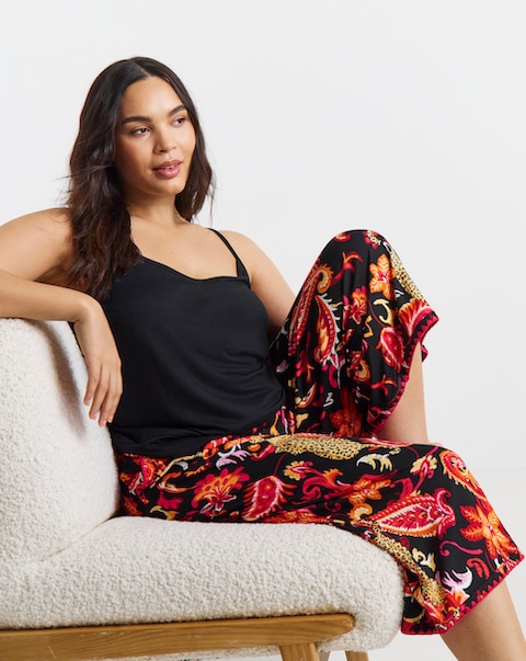 Figleaves Leopard Blanket Stitch Culotte Pyjama Set