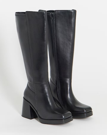 Jodi Leather Platform Knee High Boots - Standard Fit (D) & Standard Calf