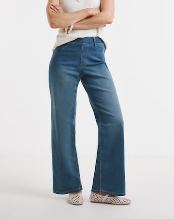 Mid Blue Stretch Wide Leg Jeggings