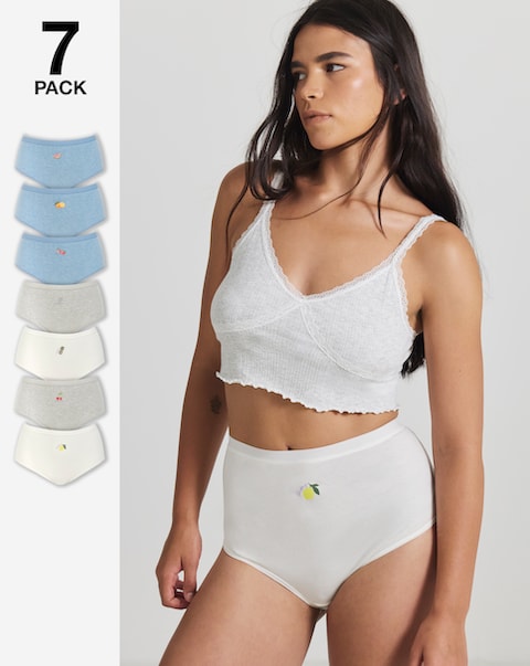 Pretty Secrets (7 Pack) Cotton Full Fit Knickers Fruits