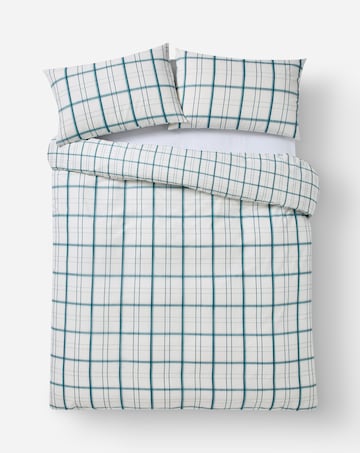 Painted Check Cotton Blend Reversible Duvet Cover Set