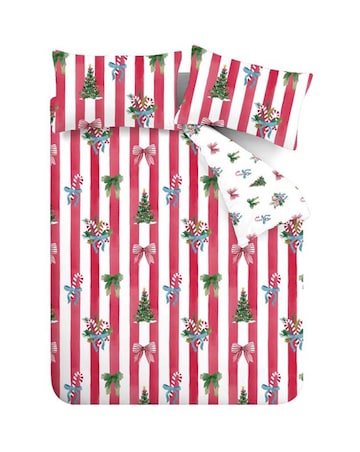 Catherine Lansfield Christmas Stripe Duvet Cover Set