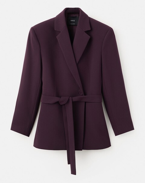 Mango Double-Breasted Blazer With Belt