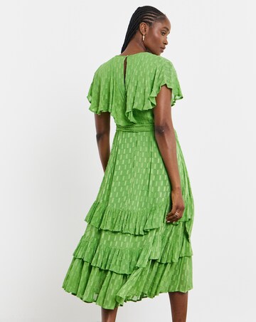 Joanna Hope Green Metallic Dobby Maxi Dress