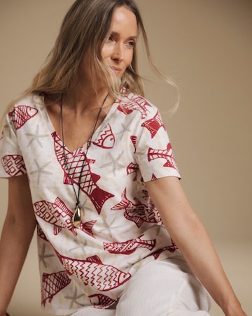 Julipa Cotton Printed V-Neck T-shirt