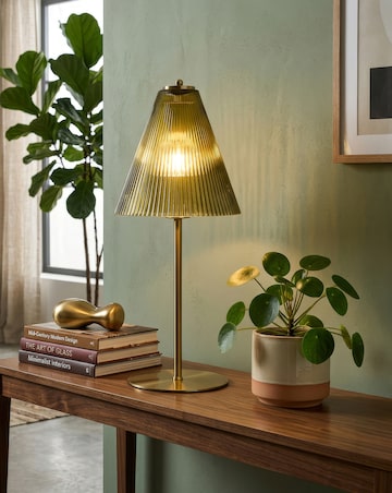 Nerissa Green Ribbed Glass Table Lamp