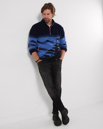 Joe Browns Pagoda Landscape Borg Funnel Fleece - Blue