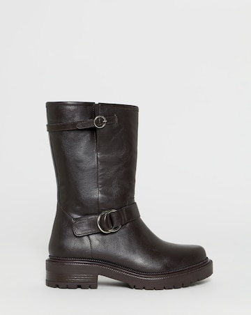 Victoria Buckle Detail Flat Ankle Boots - Wide Fit (E)