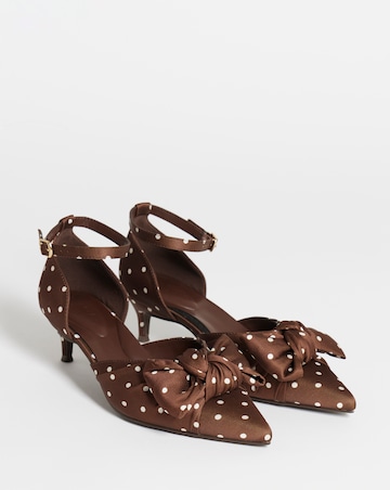 Valerie Satin Bow Pointed Kitten Heel Shoes - Extra Wide Fit (EEE)