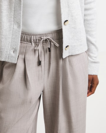 Taupe Pinstripe Wide Leg Trouser