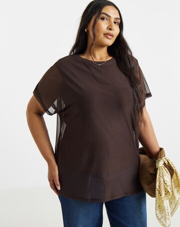 Simply Be Chocolate Mesh Tank Top