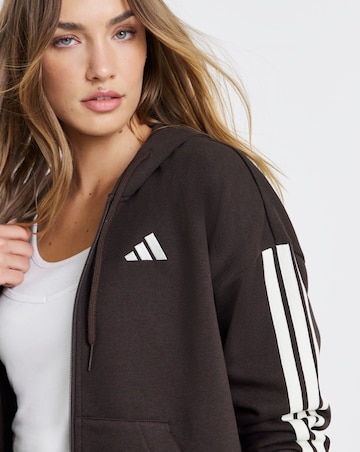 adidas 3 Stripe Fleece Full Zip Hoodie
