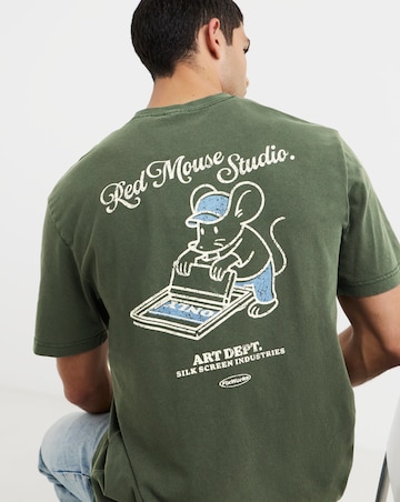 Only & Sons Milo Fixworks Washed Relaxed Fit T-Shirt - Pine Green