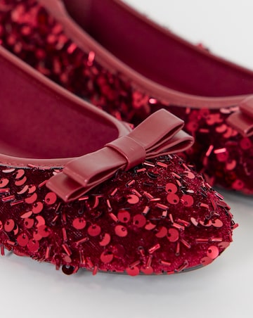 Abundance Classic Bow Sequin Ballerina Shoes - Wide Fit (E)