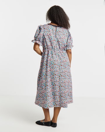 Simply Be Ditsy Printed Lace Trim Midi Dress